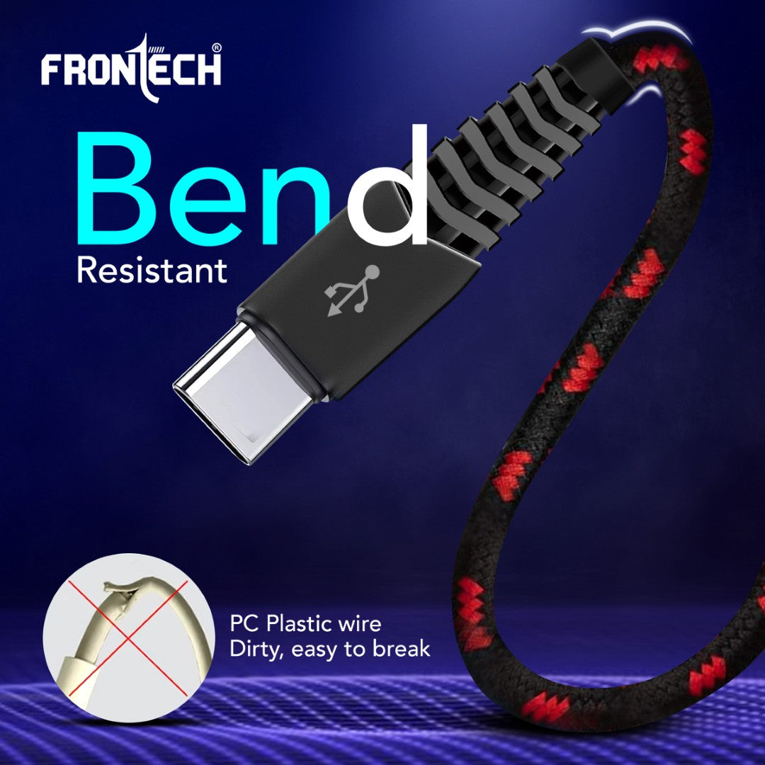 Frontech 17W Super Fast Charging Braided USB to Type-C Cable | 1M, 3.4A (1035) Frontech 17W Super Fast Charging Braided USB to Type-C Cable | 1M, 3.4A (1035)